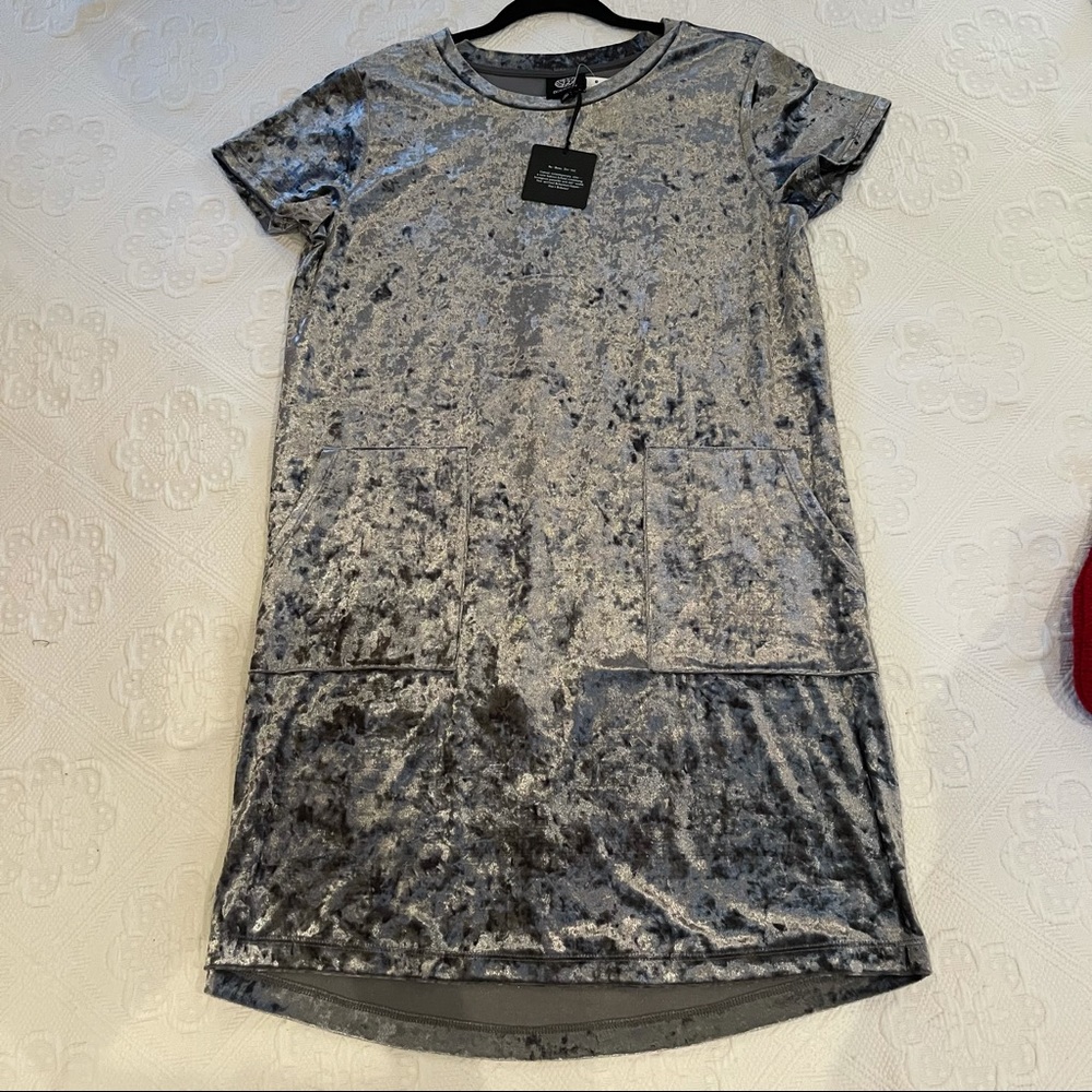 Bobeau grey velvet dress